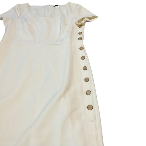 Ann Taylor White Side Button Sheath Dress Size 10 - Picture 9 of 10
